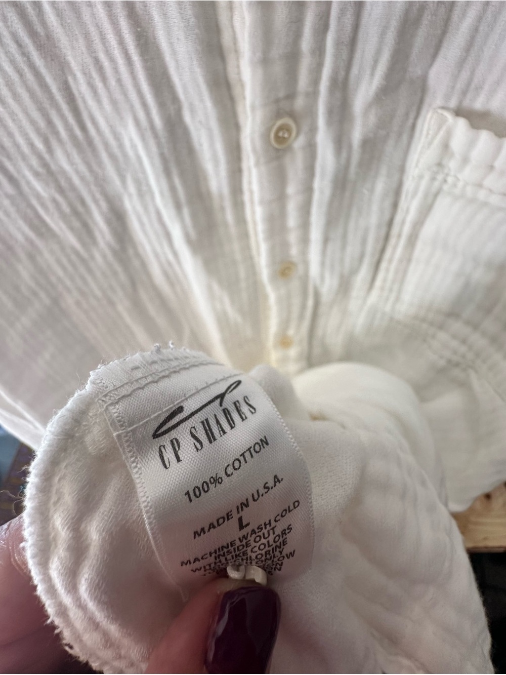 CP Shades White Cotton Gauze Button-Down Shirt - Picture 5 of 5
